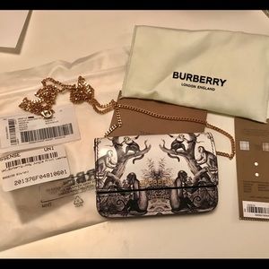 Burberry black and white monkey print jody bag